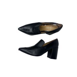 Lines Paola Black Leather Chunky Block Heel Pumps 
Size 10